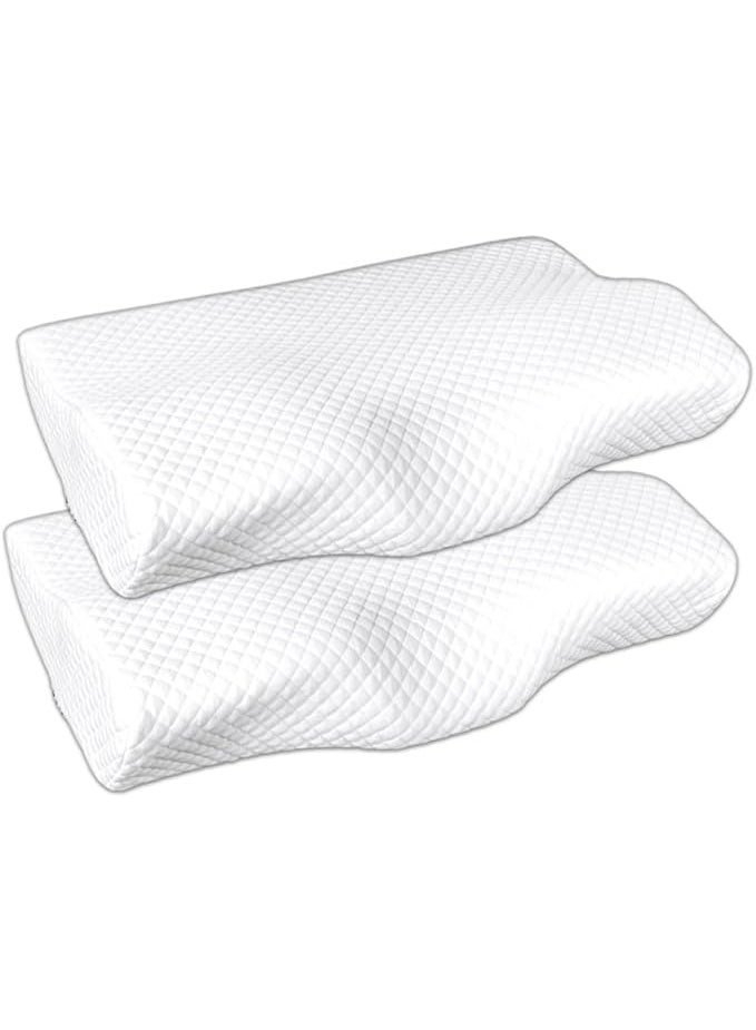Orthopedic Memory Foam Pillow Set (Pack of 2) - Cervical Contour Pillow for Neck Pain Relief and Ergonomic Support for Sleeping - Image 1